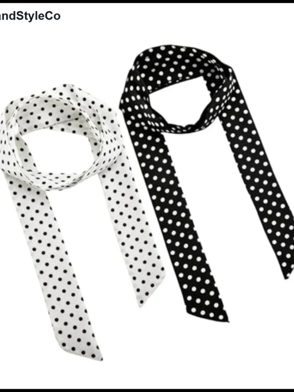 2 Pack Long Skinny Polka Dot Scarf Multi-Use Vintage Accessory